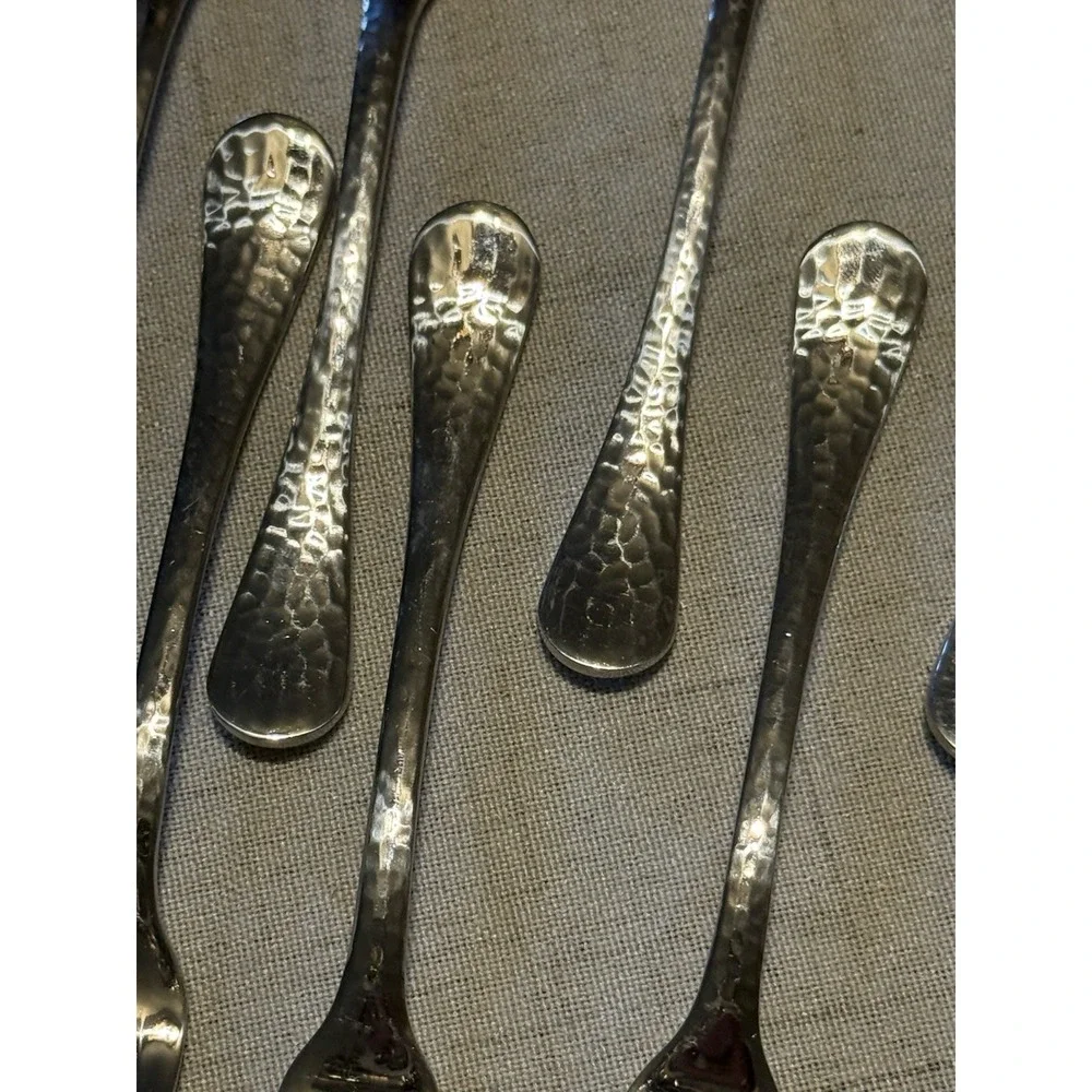 Ginkgo Helmick Hammered 18/10 Stainless Steel Flatware Set - High Quality 30 Pc